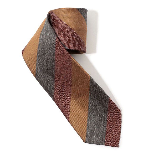 TOMORROWLAND GOODS「TOMORROWLAND MADE IN ITALY シルクリネン レジメンタルネクタイ」|ネクタイ・蝶ネクタイ|46 ブラウン系