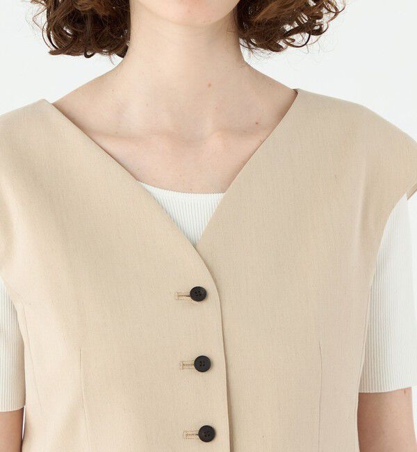 Ballsey「トリアセテートリネンストレッチ キャップスリーブジレ」|ベスト・ジレ|