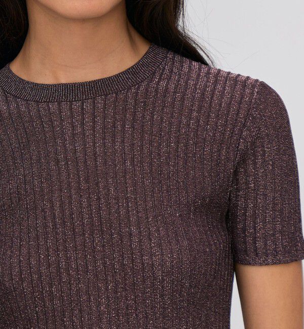 BACCA「レーヨンラメ リブハーフスリーブニット」|ニット・セーター|