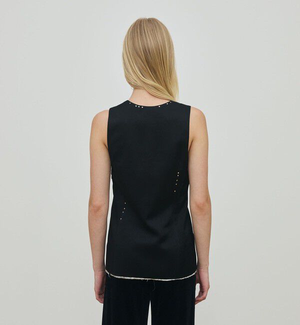 DES PRES「レーヨンサテン ノースリーブトップス」|シャツ・ブラウス|