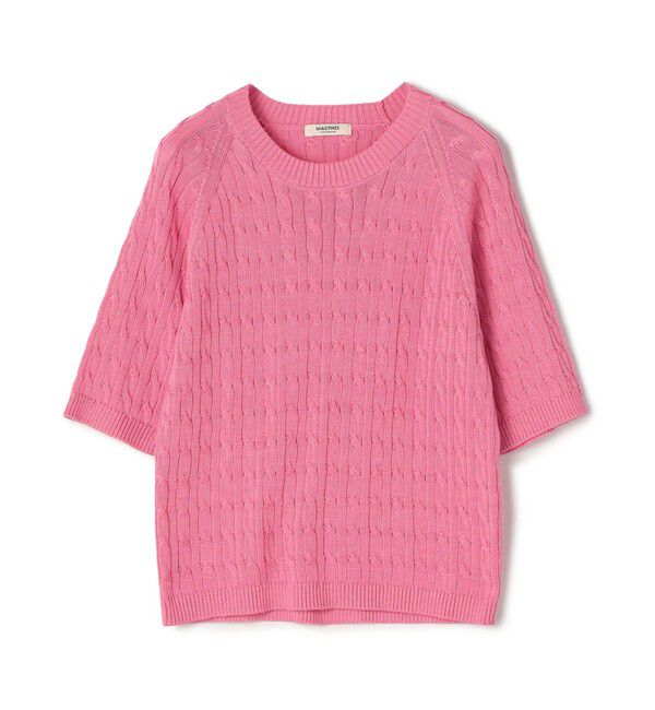 MACPHEE「ギザケーブル ハーフスリーブプルオーバー」|ニット・セーター|33 ピンク