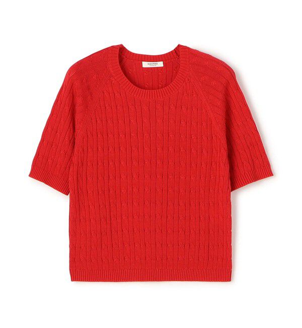 MACPHEE「ギザケーブル ハーフスリーブプルオーバー」|ニット・セーター|35 レッド