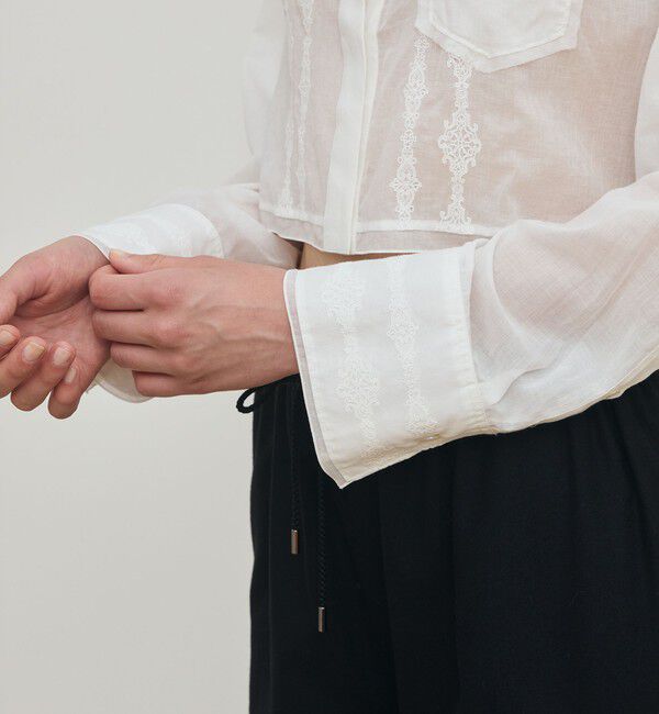 DES PRES「チェーンレースエンブロイダリー クロップドシャツ」|シャツ・ブラウス|