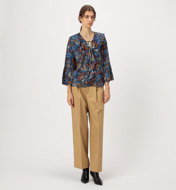 SOULEIADO「レーヨンプリント フリルブラウス」|シャツ・ブラウス|