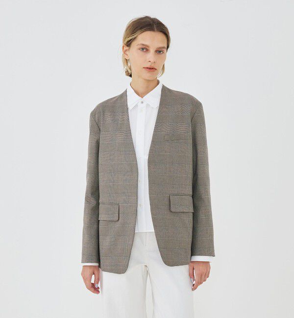 GALERIE VIE「コットンオックスストレッチ ノーカラージャケット」|ノーカラージャケット|