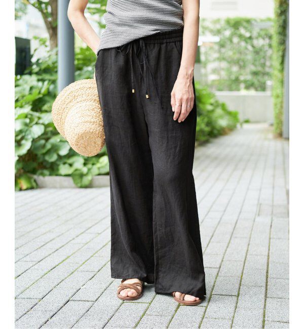 IENA LA BOUCLE「《追加》IENA LA BOUCLE リネンブロードイージーパンツ(ブラック)」|その他|