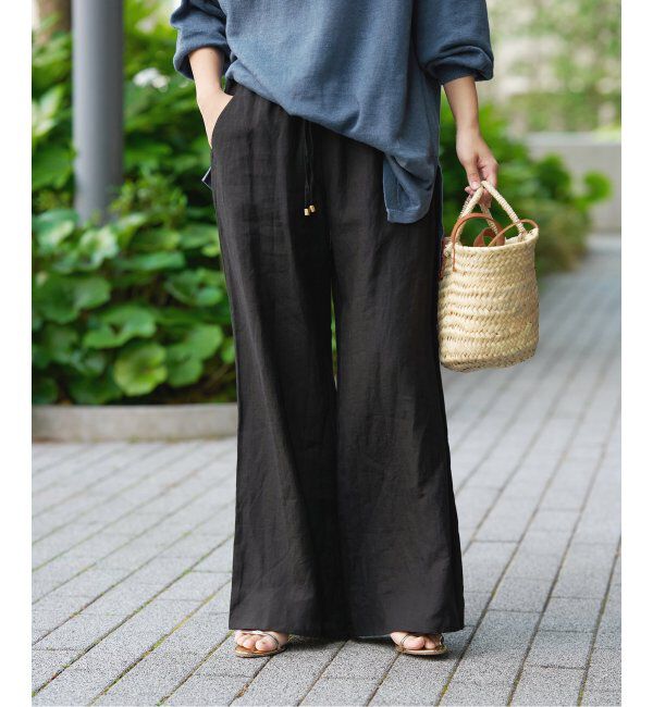 IENA LA BOUCLE「《追加》IENA LA BOUCLE リネンブロードイージーパンツ(ブラック)」|その他|