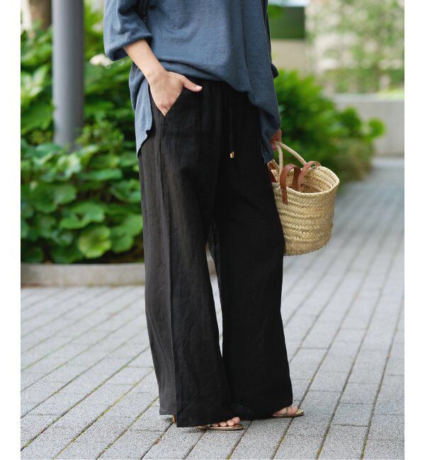 IENA LA BOUCLE「《追加》IENA LA BOUCLE リネンブロードイージーパンツ(ブラック)」|その他|