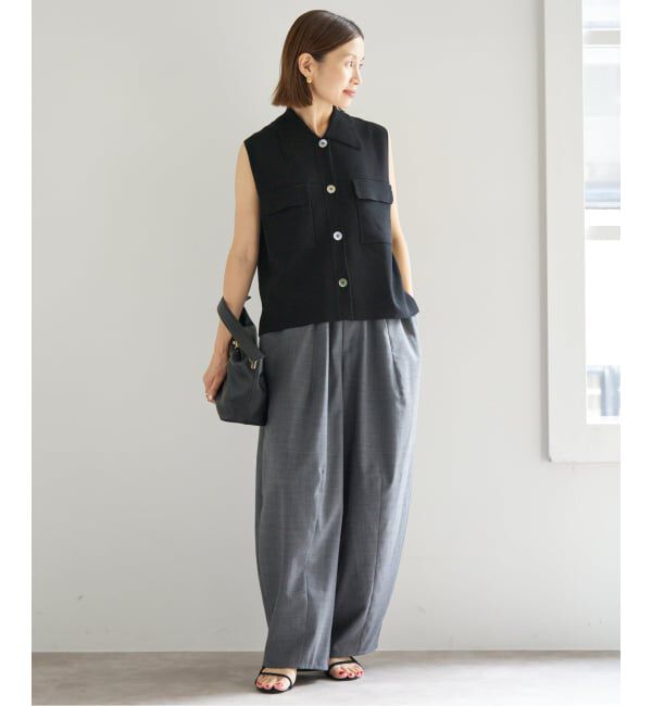 IENA「ハイツイストウールシルク 襟付きノースリーブ」|ニット・セーター|