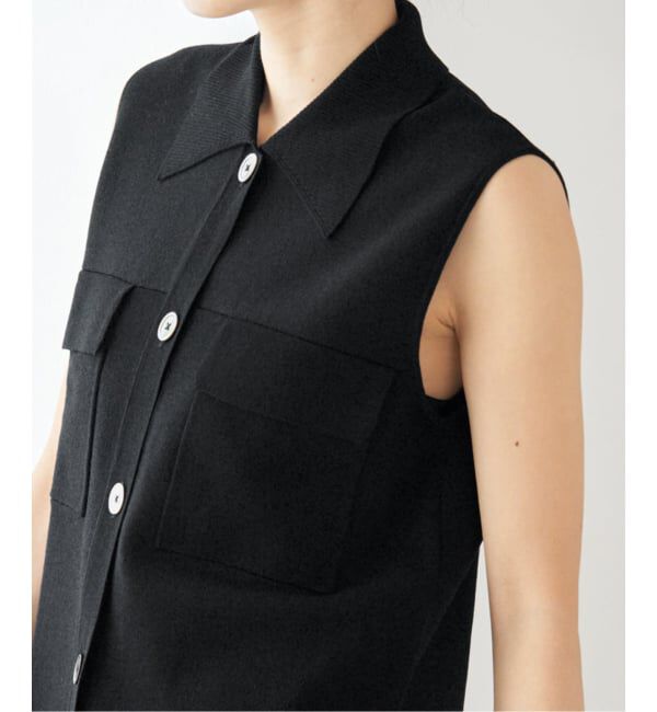 IENA「ハイツイストウールシルク 襟付きノースリーブ」|ニット・セーター|