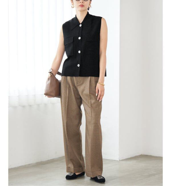 IENA「ハイツイストウールシルク 襟付きノースリーブ」|ニット・セーター|