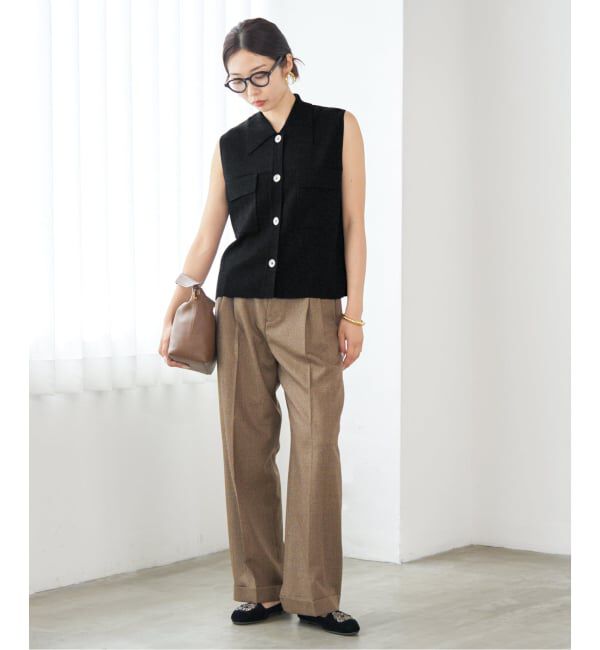 IENA「ハイツイストウールシルク 襟付きノースリーブ」|ニット・セーター|