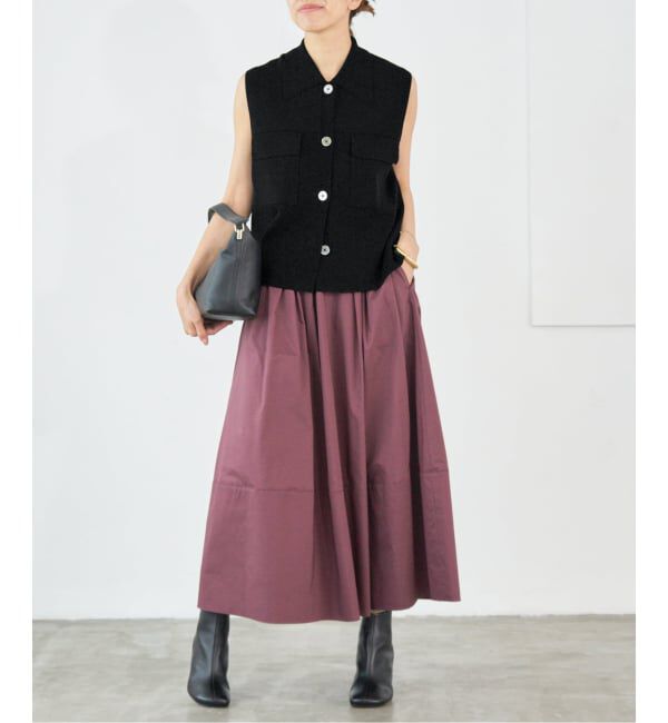 IENA「ハイツイストウールシルク 襟付きノースリーブ」|ニット・セーター|