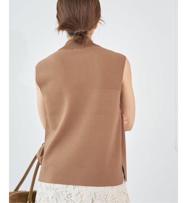 IENA「ハイツイストウールシルク 襟付きノースリーブ」|ニット・セーター|