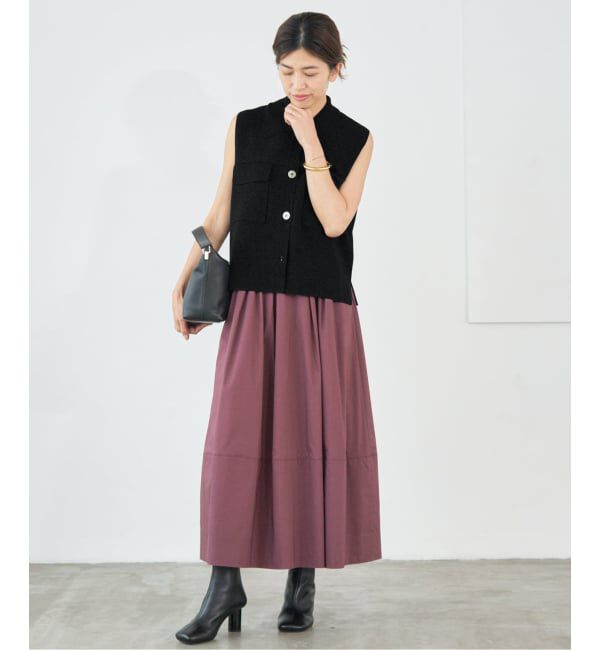 IENA「ハイツイストウールシルク 襟付きノースリーブ」|ニット・セーター|