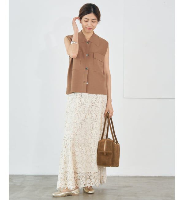 IENA「ハイツイストウールシルク 襟付きノースリーブ」|ニット・セーター|