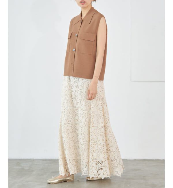 IENA「ハイツイストウールシルク 襟付きノースリーブ」|ニット・セーター|