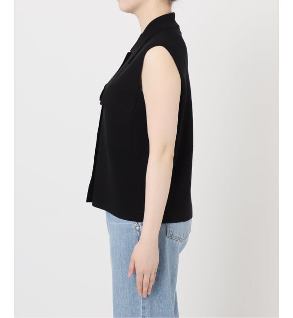 IENA「ハイツイストウールシルク 襟付きノースリーブ」|ニット・セーター|