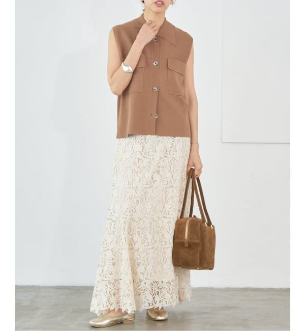 IENA「ハイツイストウールシルク 襟付きノースリーブ」|ニット・セーター|