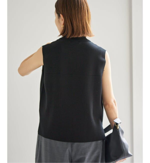 IENA「ハイツイストウールシルク 襟付きノースリーブ」|ニット・セーター|