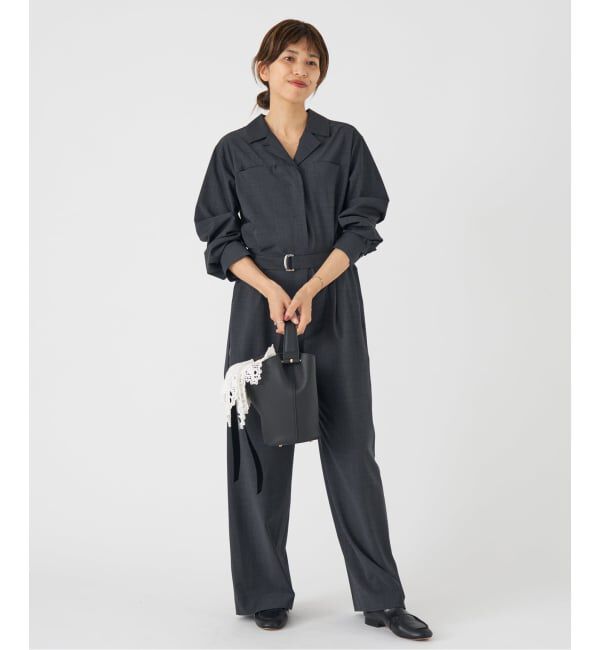 IENA「オープンカラージャンプスーツ」|オールインワン|