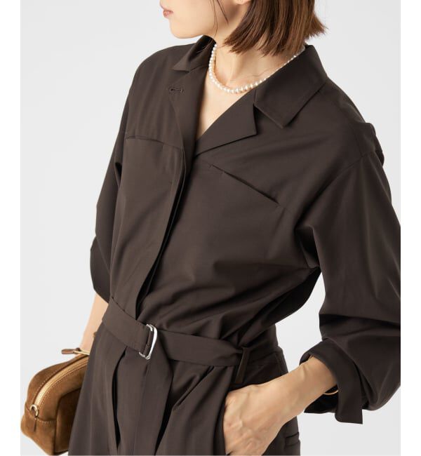 IENA「オープンカラージャンプスーツ」|オールインワン|