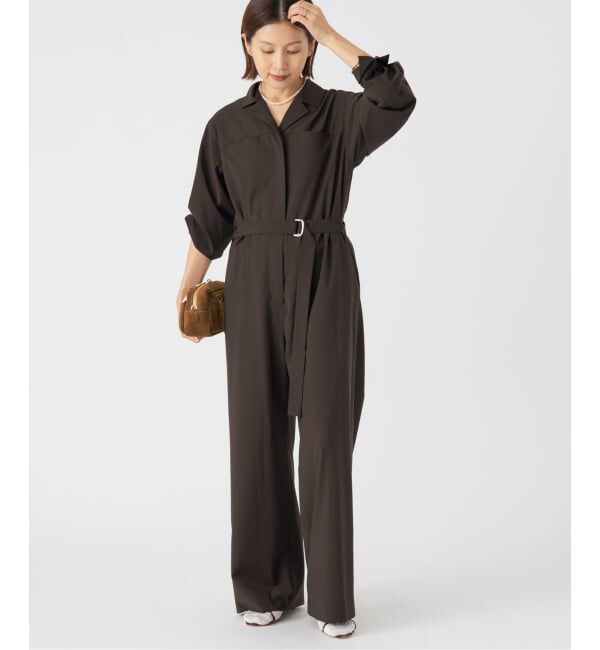 IENA「オープンカラージャンプスーツ」|オールインワン|