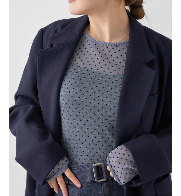 IENA「《追加3》フロッキードット シアー プルオーバー」|ニット・セーター|グレー