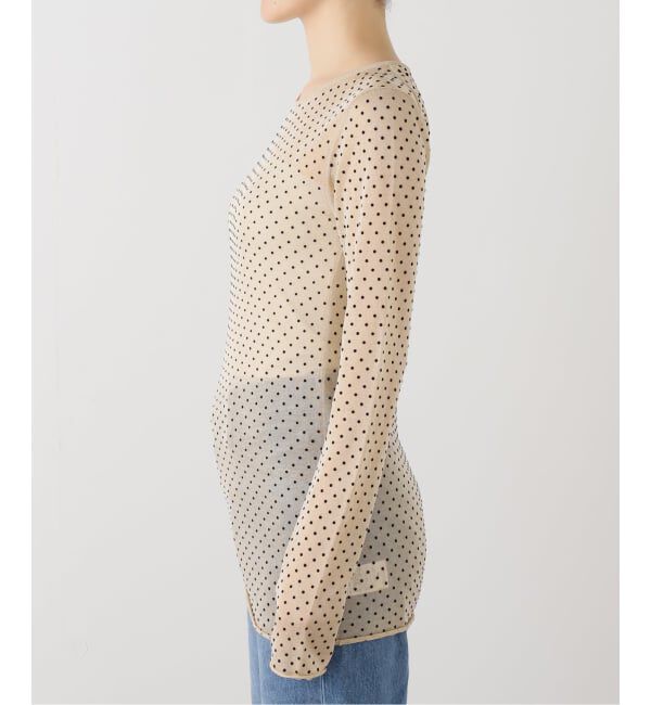 IENA「《追加3》フロッキードット シアー プルオーバー」|ニット・セーター|