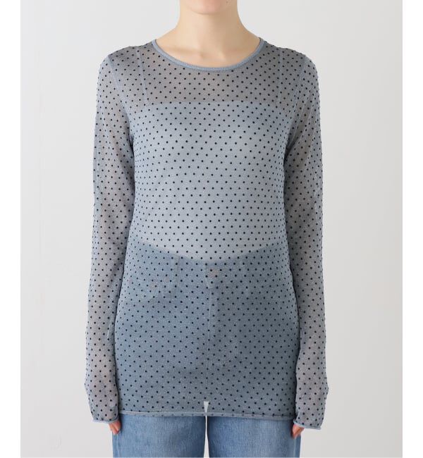 IENA「《追加3》フロッキードット シアー プルオーバー」|ニット・セーター|