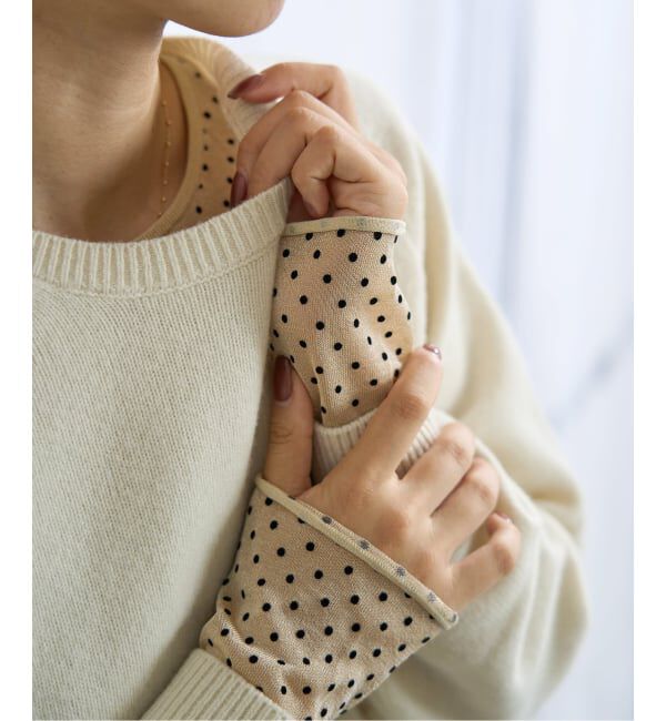 IENA「《追加3》フロッキードット シアー プルオーバー」|ニット・セーター|ゴールド