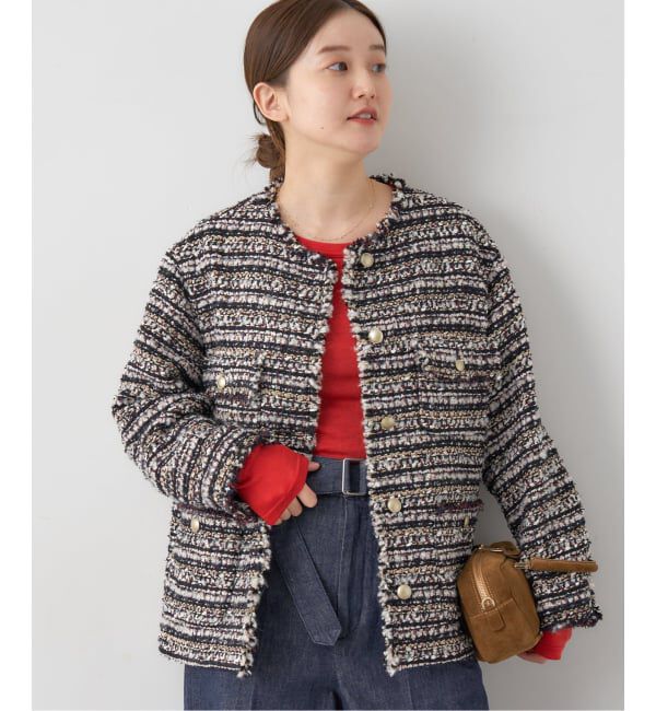 IENA「LESAGEツイードジャケット」|ノーカラージャケット|