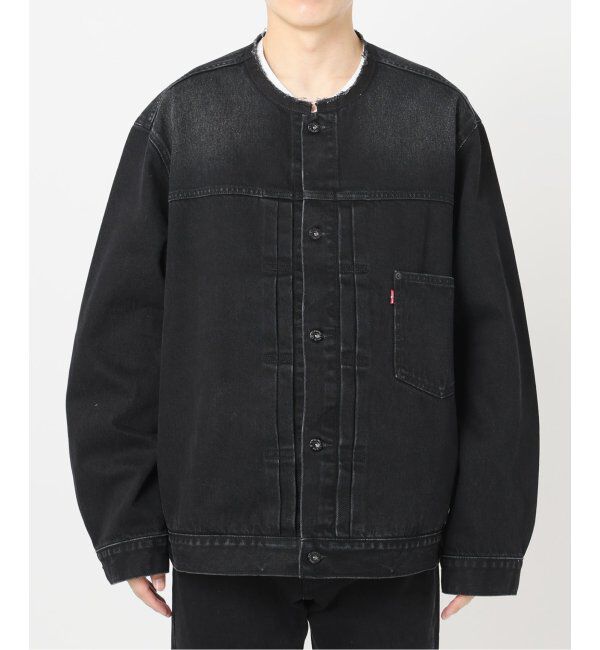 EDIFICE「《再入荷》Levi&rsquo;s(リーバイス) 別注 Type 1 Trucker Jacket BLACK "COLLARLESS"」|デニムジャケット|