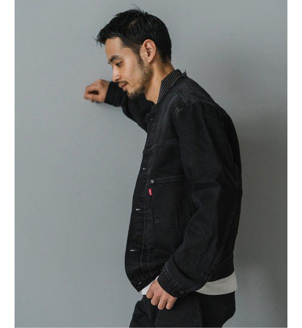EDIFICE「《再入荷》Levi&rsquo;s(リーバイス) 別注 Type 1 Trucker Jacket BLACK "COLLARLESS"」|デニムジャケット|