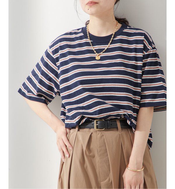journal standard L'essage「マルチボーダーTシャツ」|Tシャツ・カットソー|ネイビー