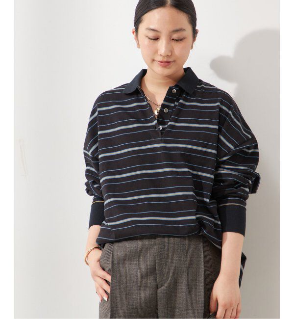 journal standard L'essage「ポロシャツロングスリーブプルオーバー」|Tシャツ・カットソー|ネイビー
