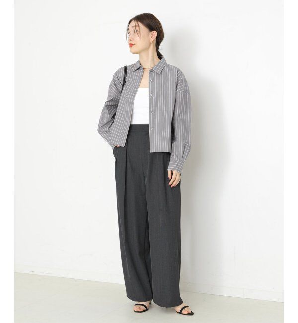 journal standard L'essage「CPムジ/ストライプ刺しゅうショートシャツ」|シャツ・ブラウス|