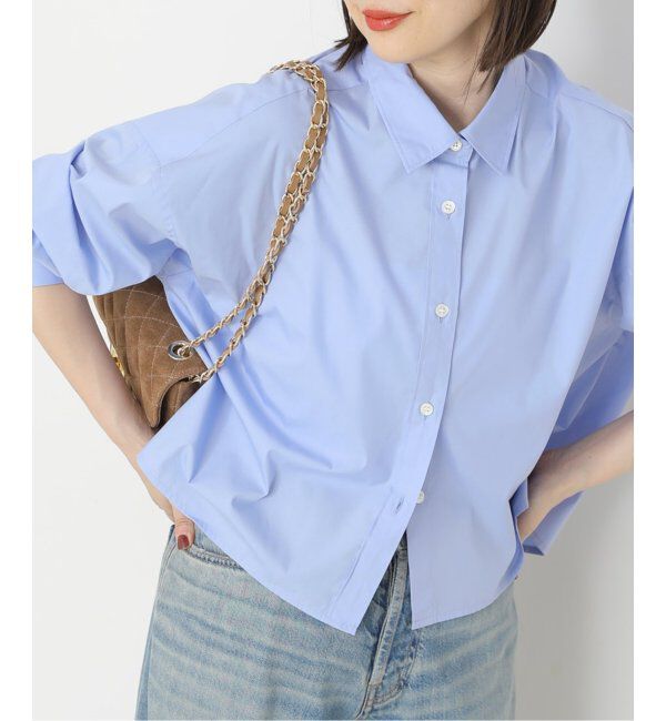 journal standard L'essage「CPムジ/ストライプ刺しゅうショートシャツ」|シャツ・ブラウス|ブルー