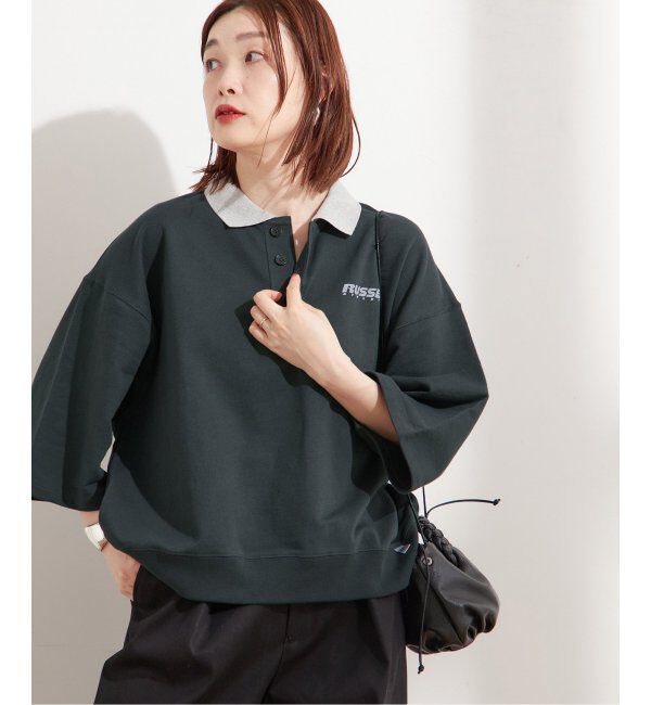 journal standard L'essage「《別注》【RUSSELL ATHLETIC/ラッセル・アスレティック】ポロエリ スエット」|Tシャツ・カットソー|ブラック A