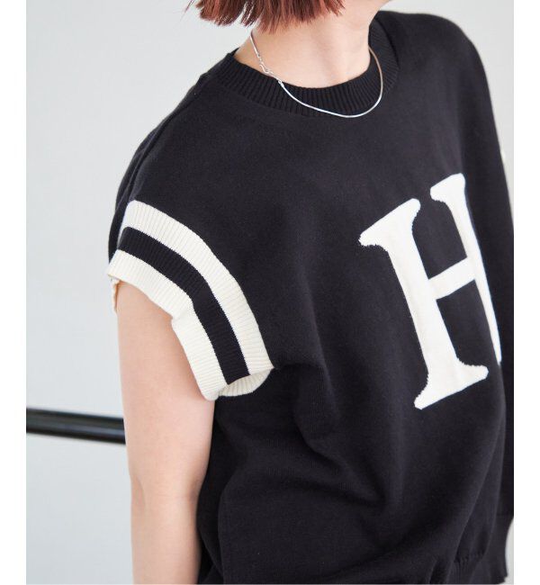 Spick and Span「ロゴジャガード フレンチスリーブニット」|ニット・セーター|