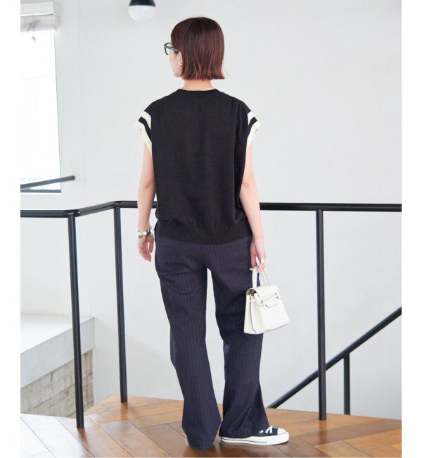 Spick and Span「ロゴジャガード フレンチスリーブニット」|ニット・セーター|