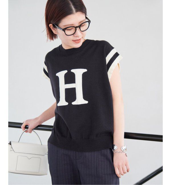 Spick and Span「ロゴジャガード フレンチスリーブニット」|ニット・セーター|