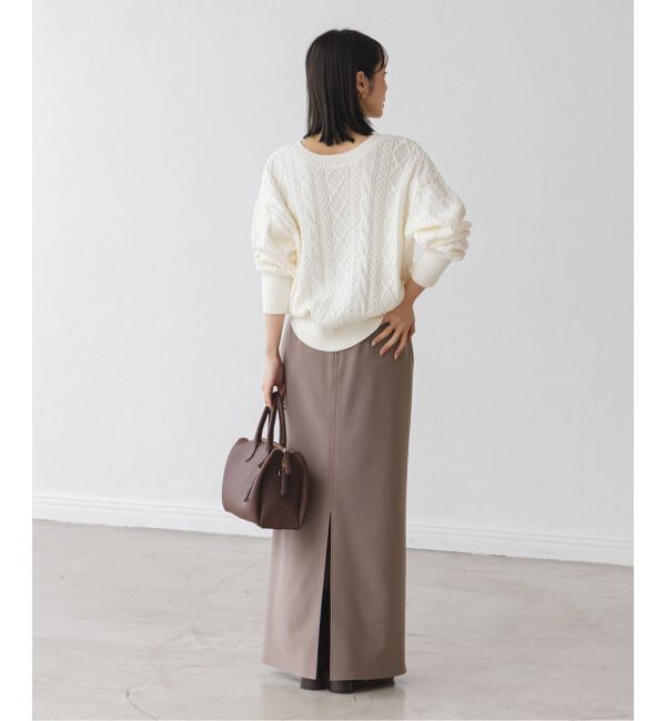 NOBLE「《追加》【洗える】コンフォートジャージーライクタイトスカート8」|スカート|