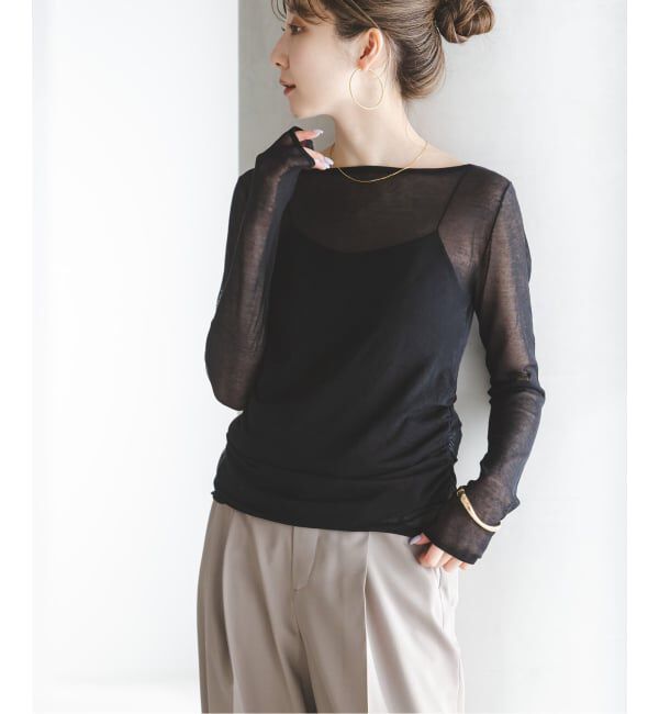 NOBLE「《予約》オフショルドレープニット」|ニット・セーター|ブラック