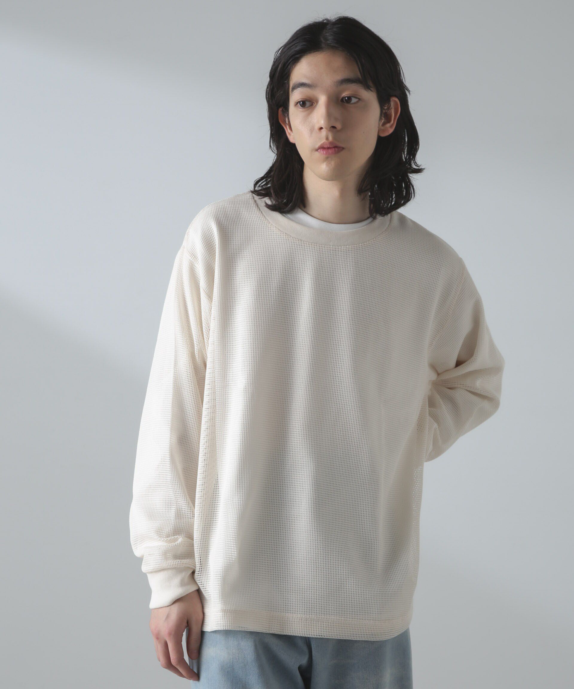 nano･universe「アンサンブルメッシュTシャツ 長袖」|Tシャツ・カットソー|