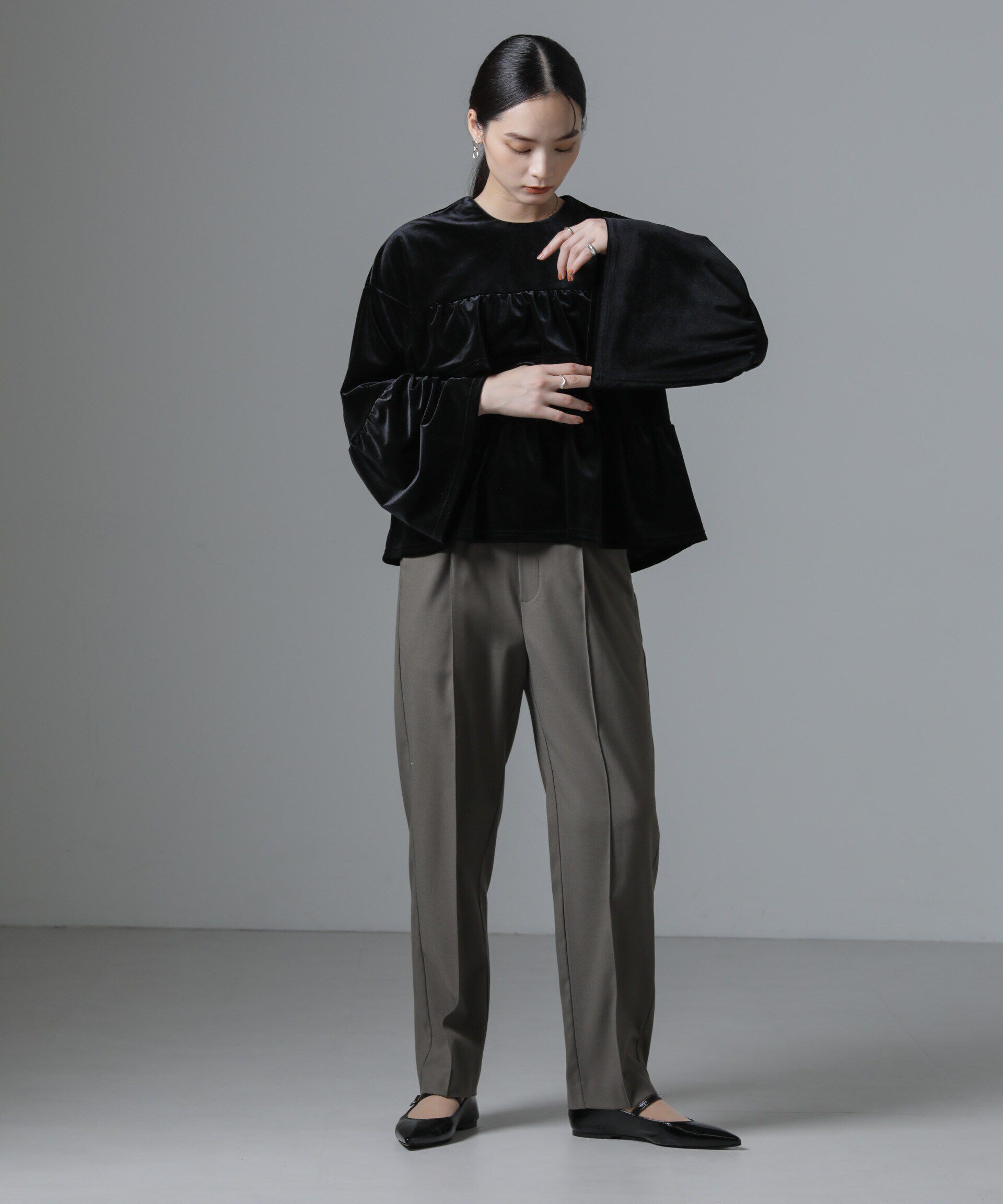 nano･universe「ベロアフリルカットブラウス」|Tシャツ・カットソー|