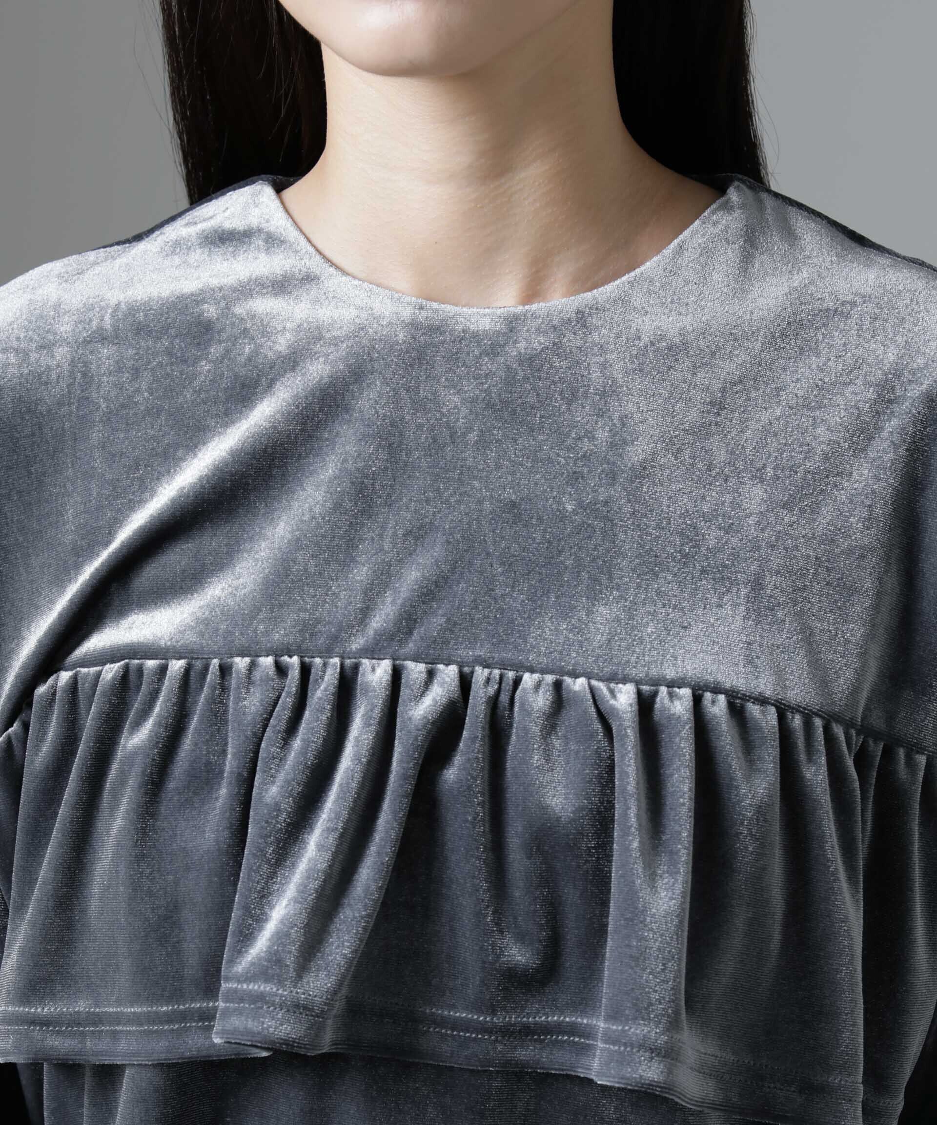 nano･universe「ベロアフリルカットブラウス」|Tシャツ・カットソー|