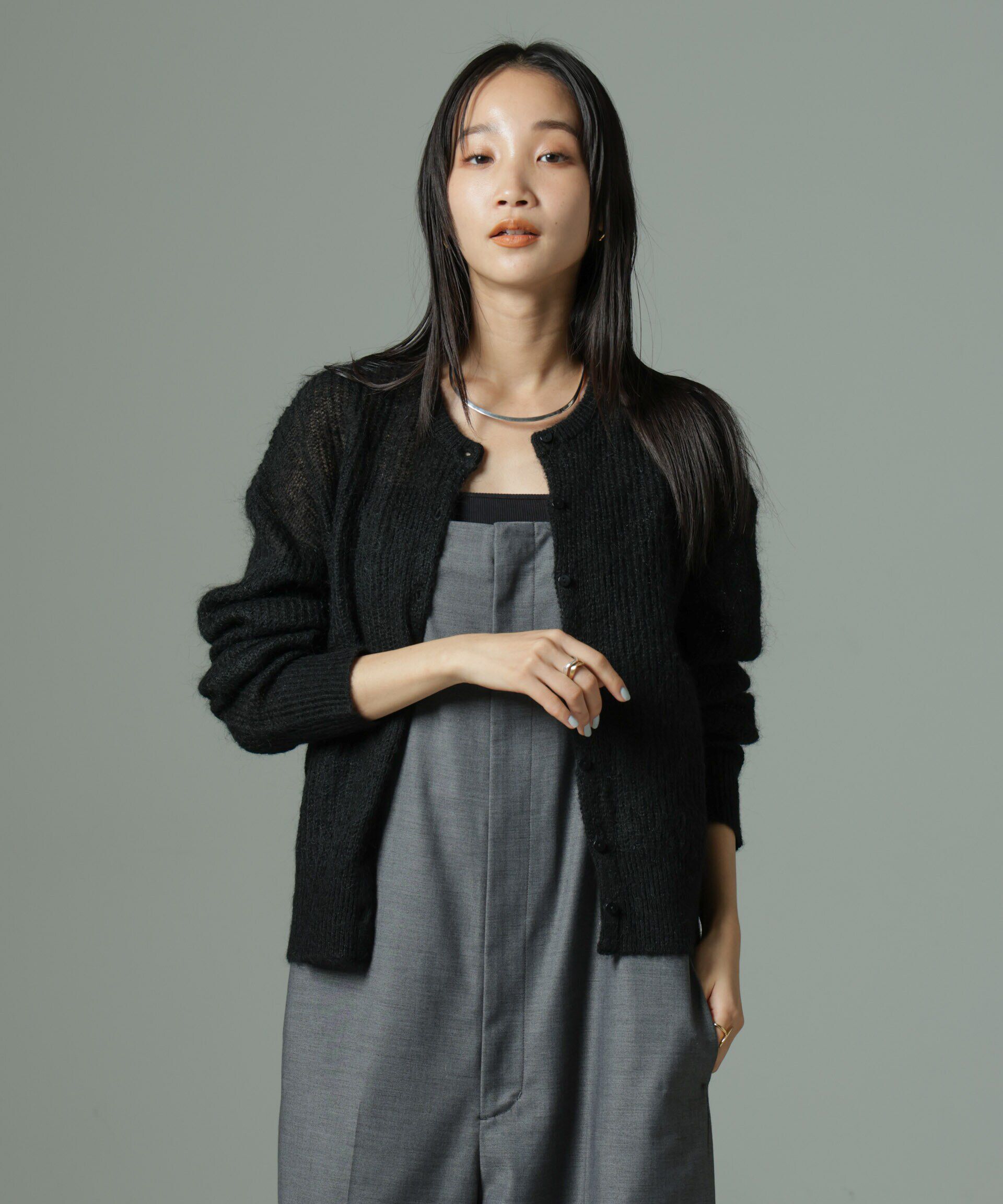 nano･universe「モヘヤ混クルーネックニットカーディガン(セットアップ可)」|ニット・セーター|