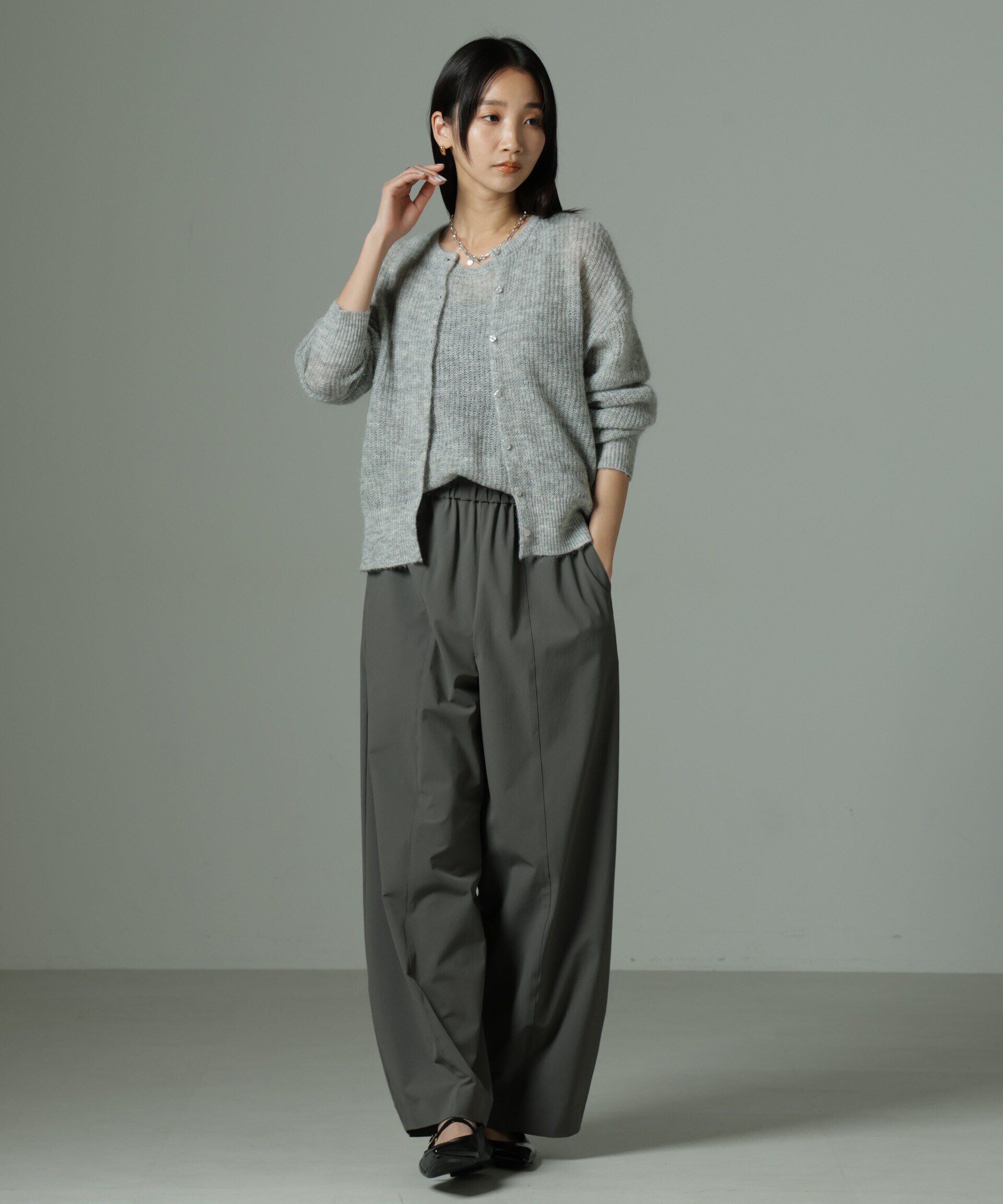 nano･universe「モヘヤ混クルーネックニットカーディガン(セットアップ可)」|ニット・セーター|