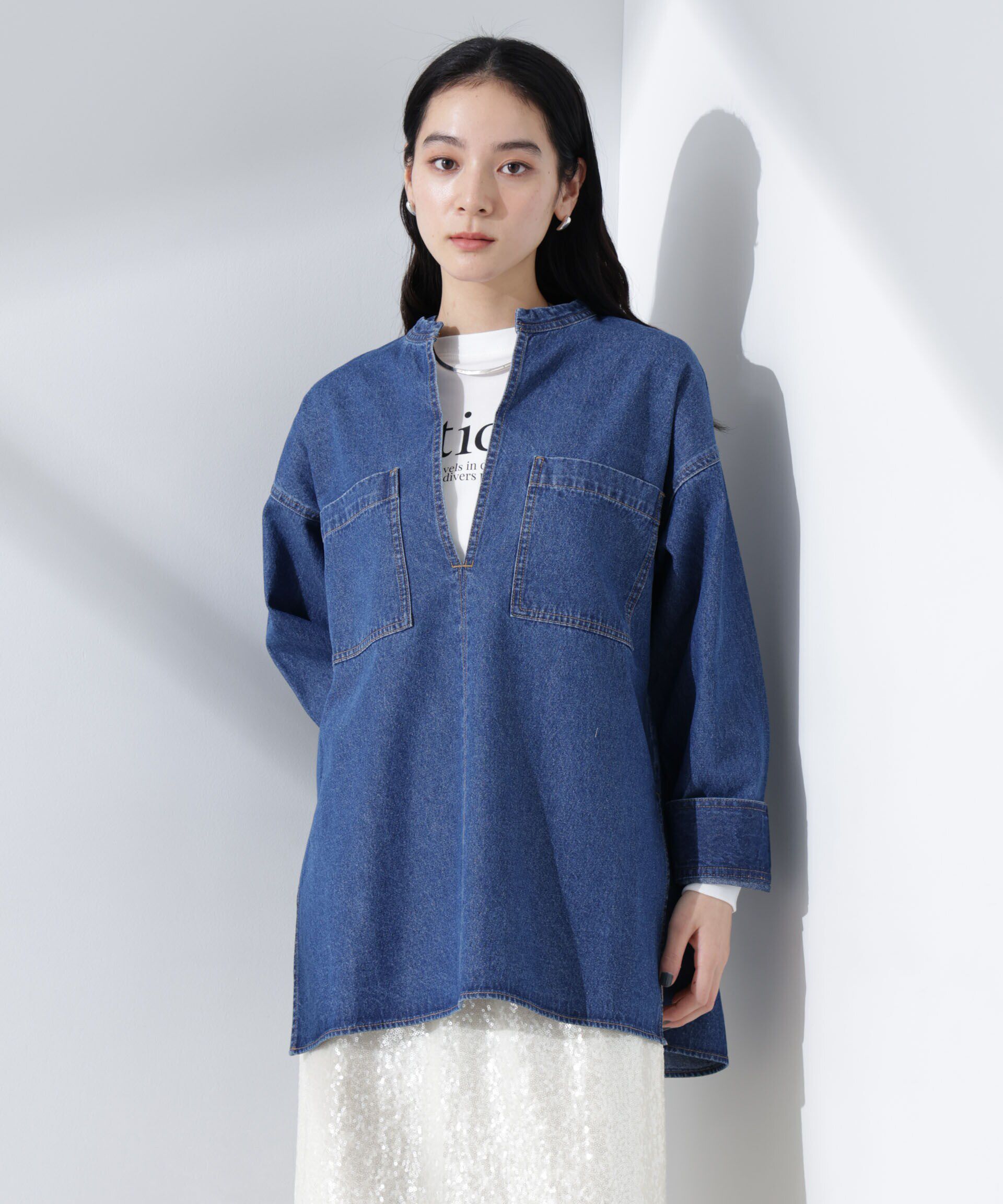 nano･universe「デニムポケットプルオーバー（セットアップ可）」|シャツ・ブラウス|